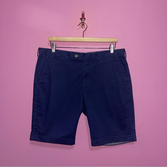 Ted Baker Shorts Men's Size 34 Navy Blue Herbosh Stretch Cotton Mid-Rise Chino - Picture 2 of 9